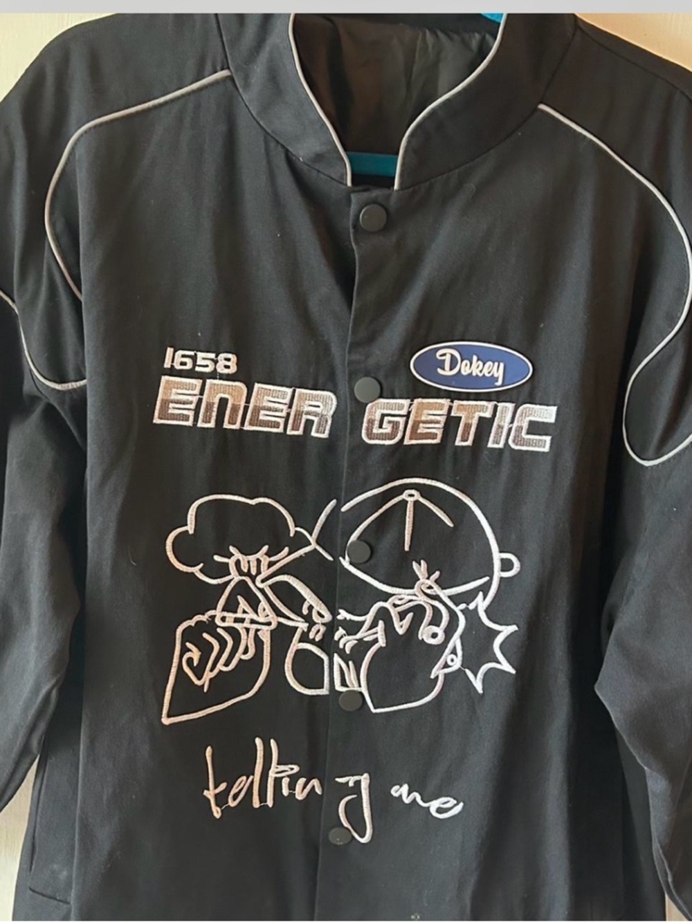 Aelfric Eden Black Bomber Jacket with White Graphic